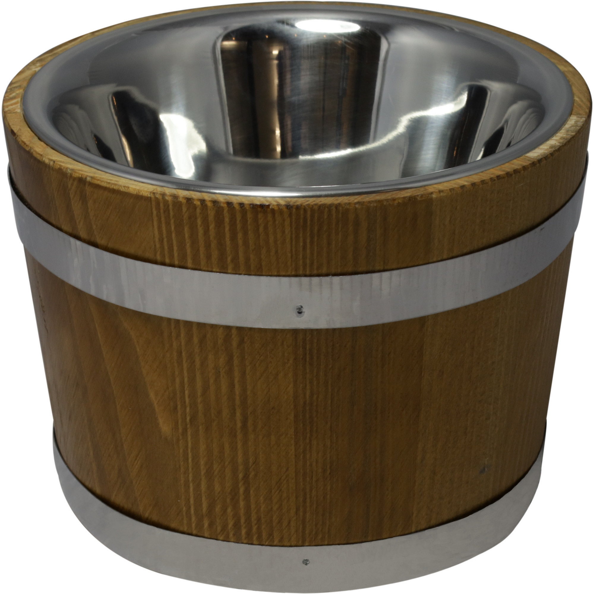 Holzfass mit Edelstahlschüssel 1,3L